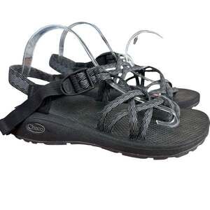 Chaco ZX / 2 Cloud Black Gray Strappy Toe Ring Sporty Hiking Sandals Shoes sz 10